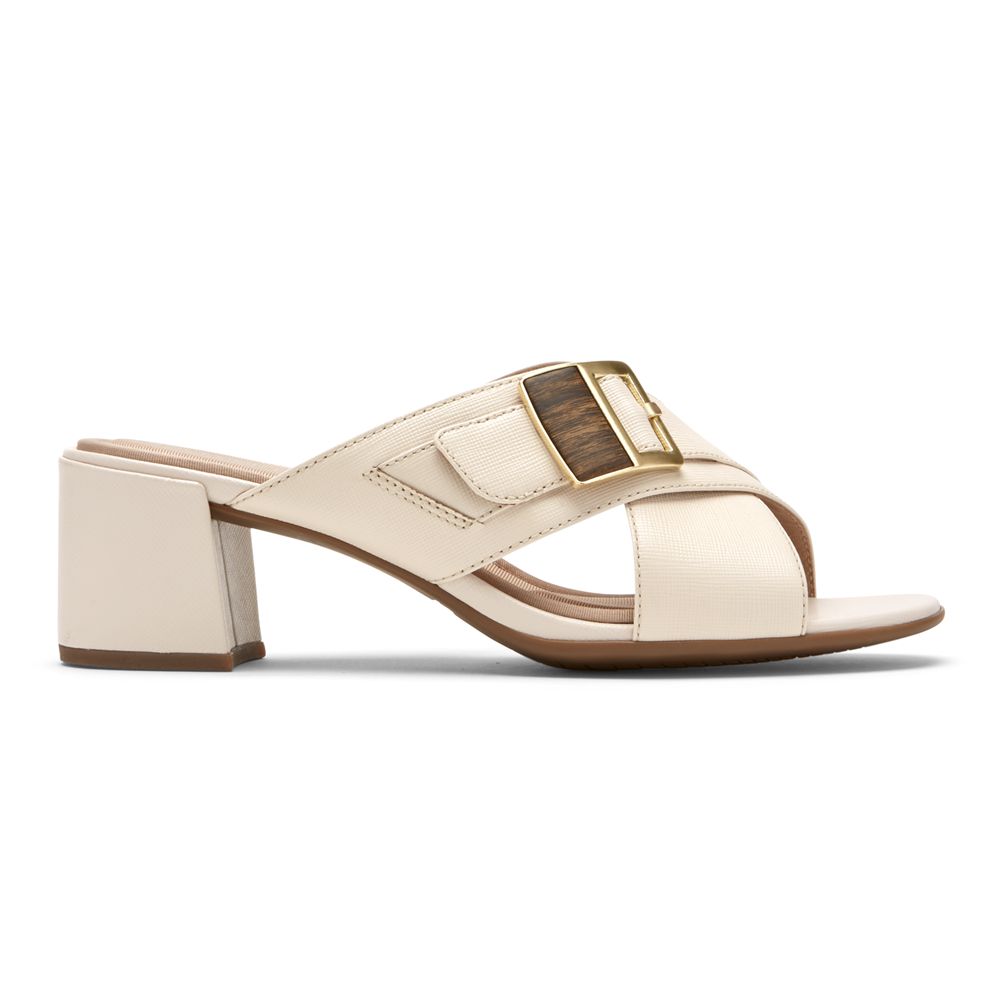Sandálias Rockport Total Motion Alaina Buckle Slide Senhora - Bege ( 208-HLZUCG )